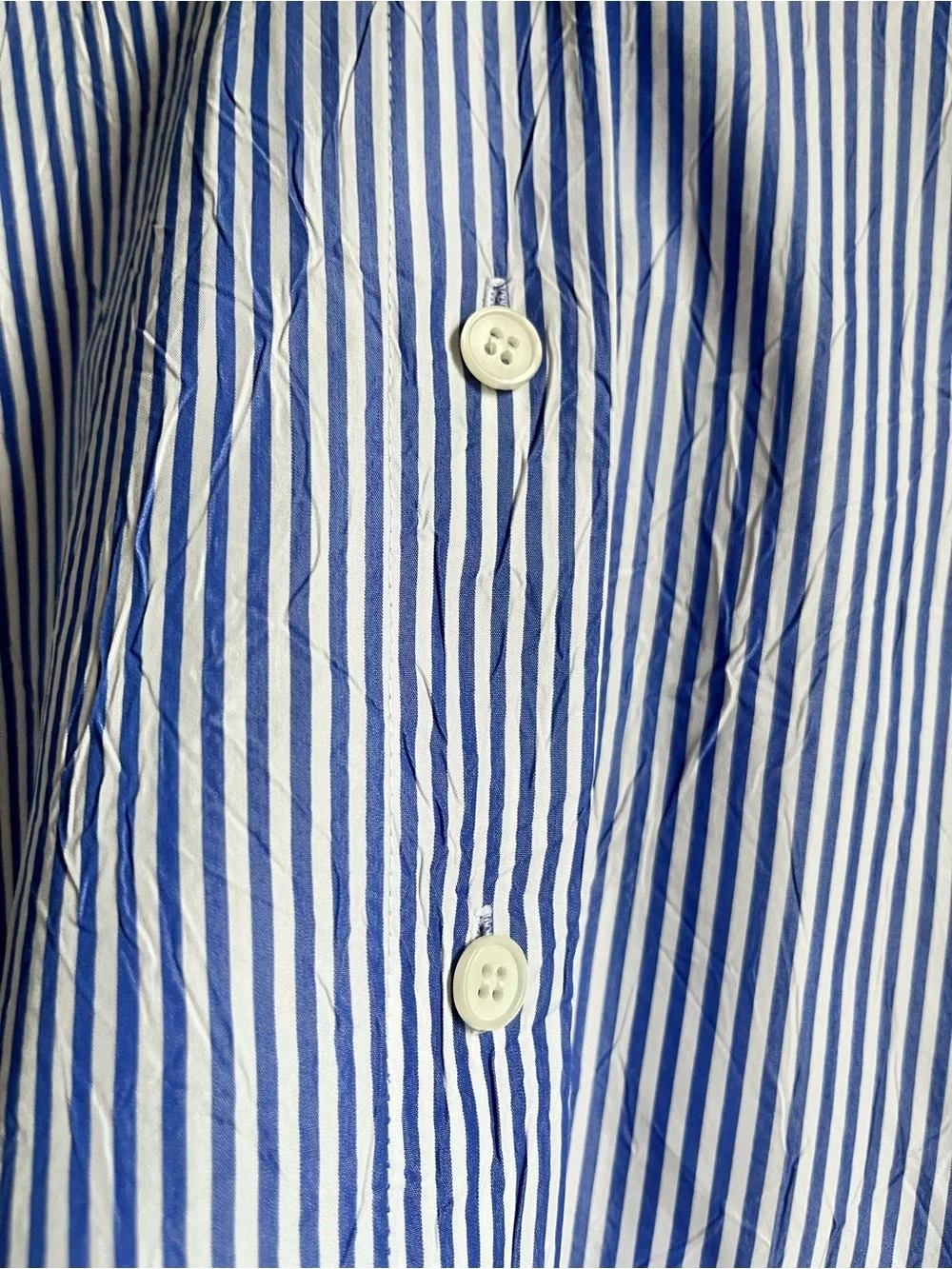 LAFAYETTE 148 Bluebird Crinkle Oversized Striped Shirt - Picture 9 of 13